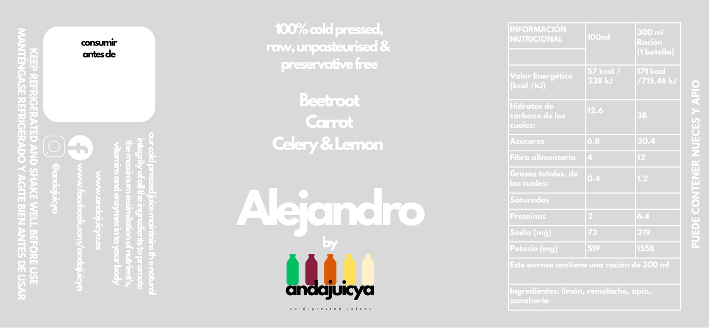 Alejandro – Cold Pressed Juice with Beetroot, Celery, Carrot & Lemon