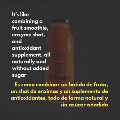Señor Medina – Cold Pressed Juice with Pineapple, Loquat, Cucumber, Lemon, Lime & Goji