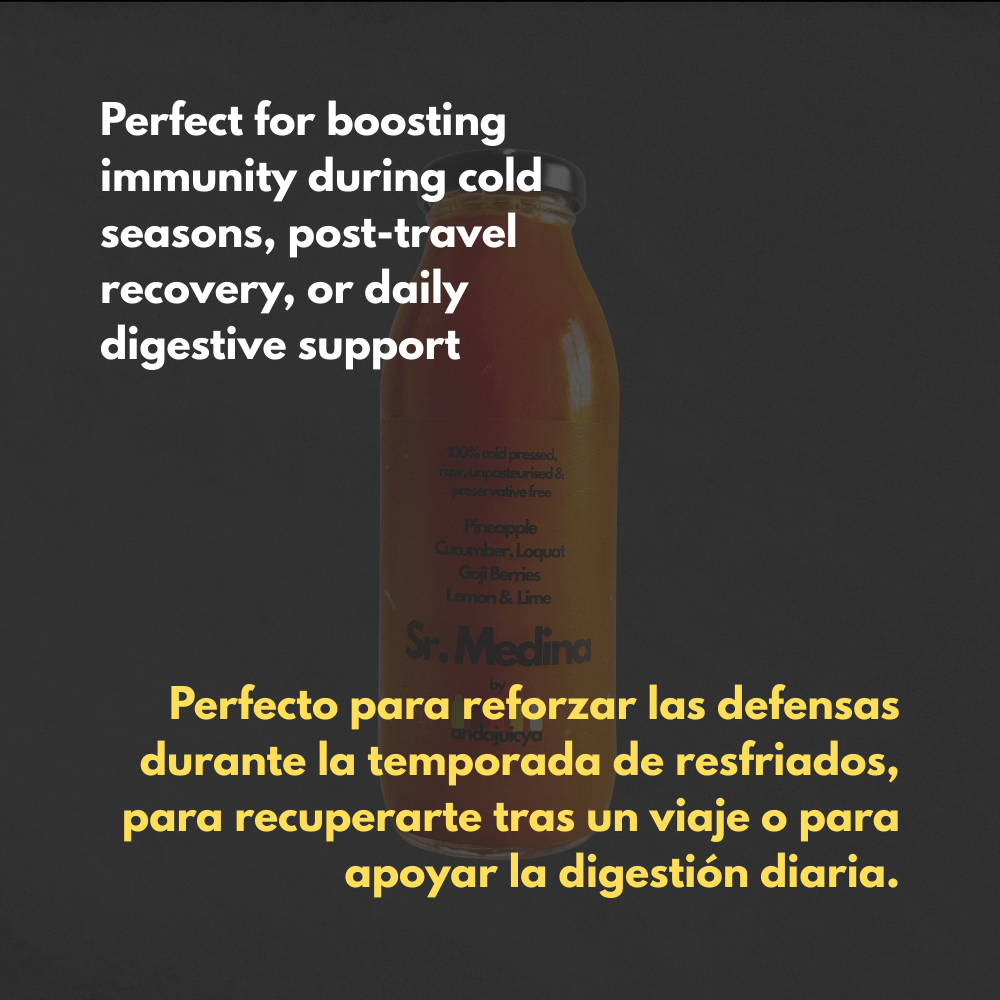 Señor Medina – Cold Pressed Juice with Pineapple, Loquat, Cucumber, Lemon, Lime & Goji
