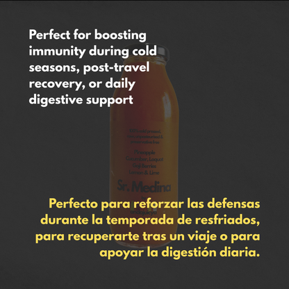 Señor Medina – Cold Pressed Juice with Pineapple, Loquat, Cucumber, Lemon, Lime & Goji